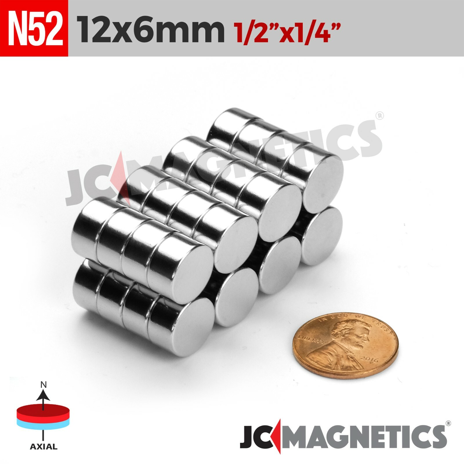 12mm x 6mm N52 Super Strong Rare Earth Neodymium Magnet Round Disc 12x6mm