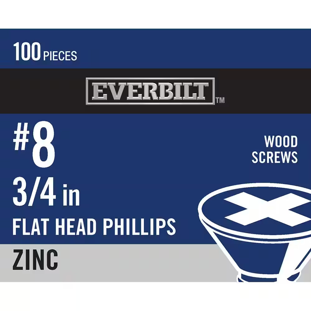 #8 X 3/4 In. Phillips Flat Head Zinc Plated Wood Screw (100-Pack)