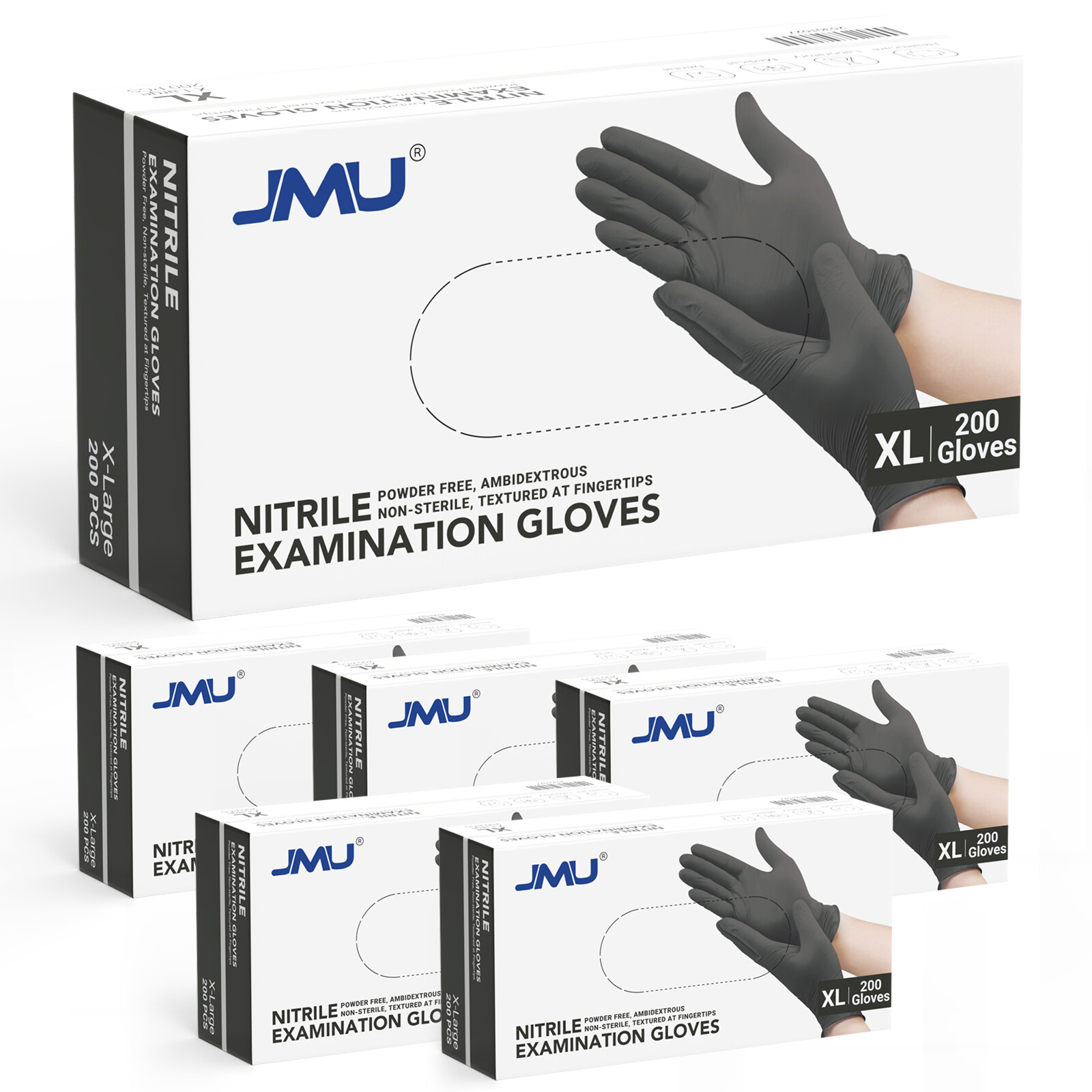 JMU Medical Exam Nitrile Gloves 2000Count 3.5Mil Extra Large Disposable Gloves