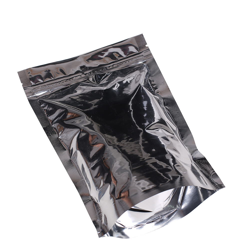 100x Shiny Silver Metallic Mylar Stand Up Zip Lock Bags 16x24cm 6.25×9.5in