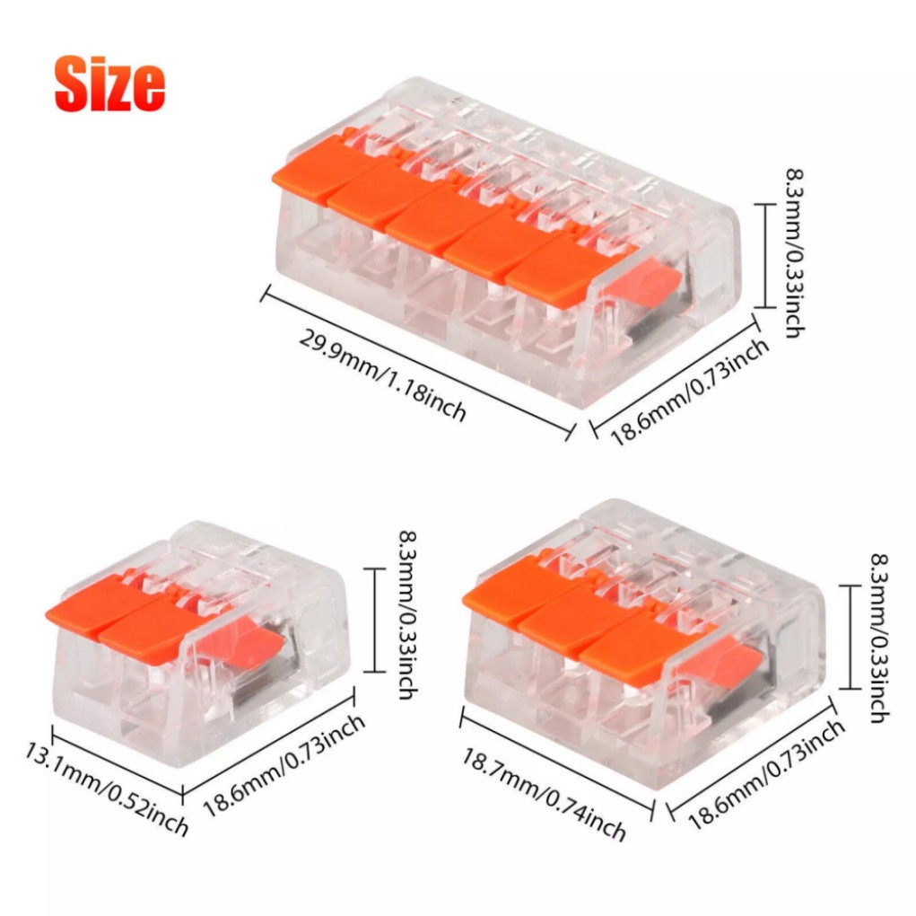 90 Pack Connectors Reusable Wire Clamp Terminal Blocks Compact Wire Connector*/+