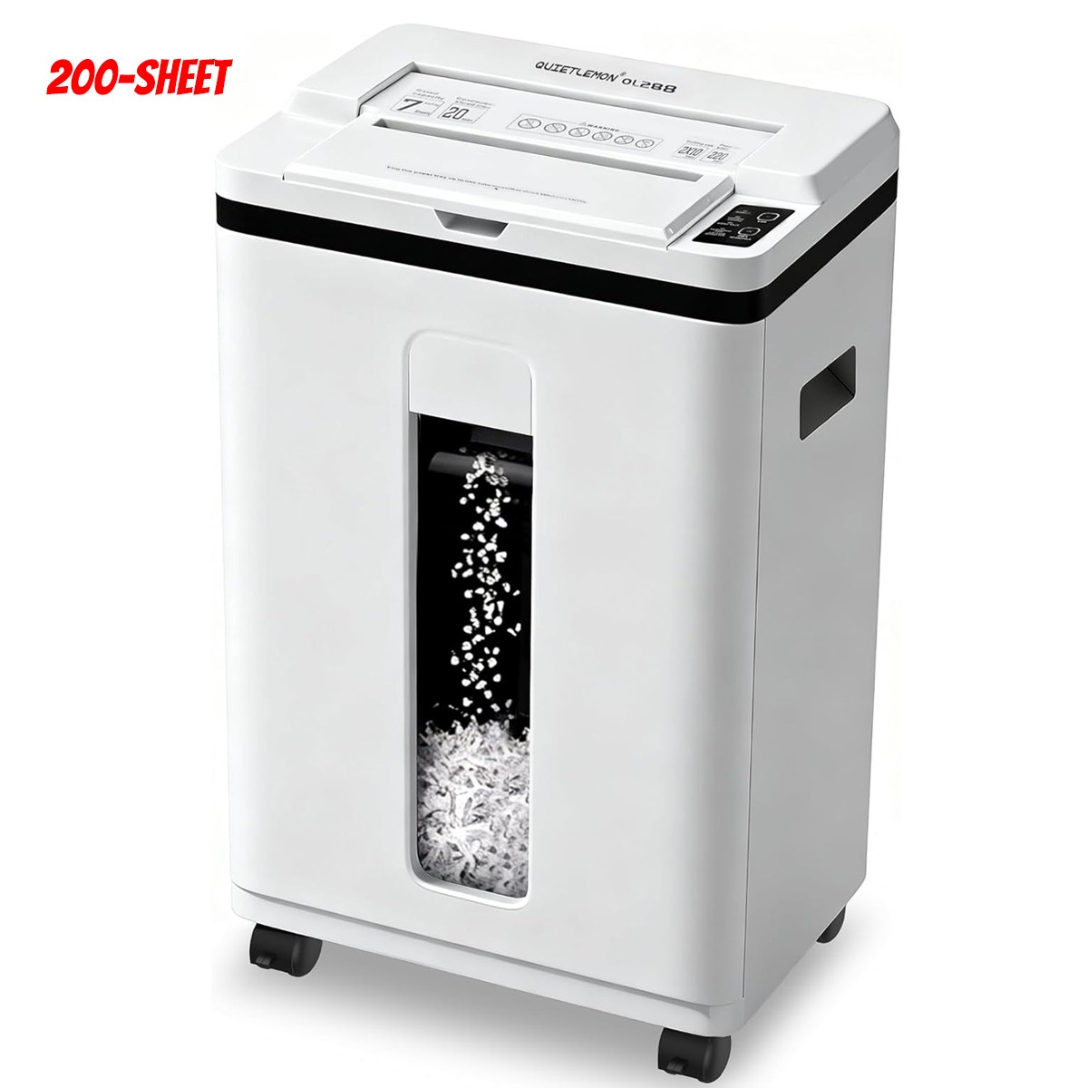 200-Sheet Auto Feed Paper Shredder 22L Micro Cut 40 Min Non-Stop for Office Home