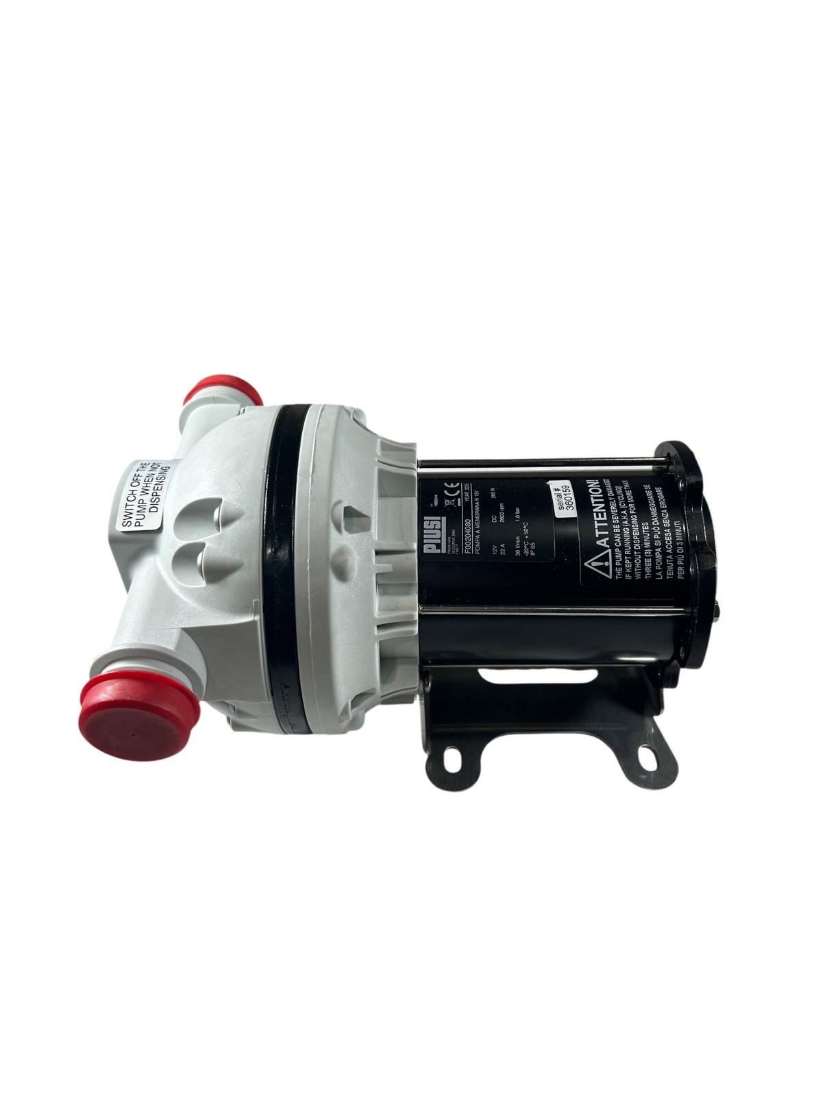 Piusi F00204080 1″ BSP 12VDC 1/10HP 9 GPM 22A 2800 RPM Electric Drum Pump