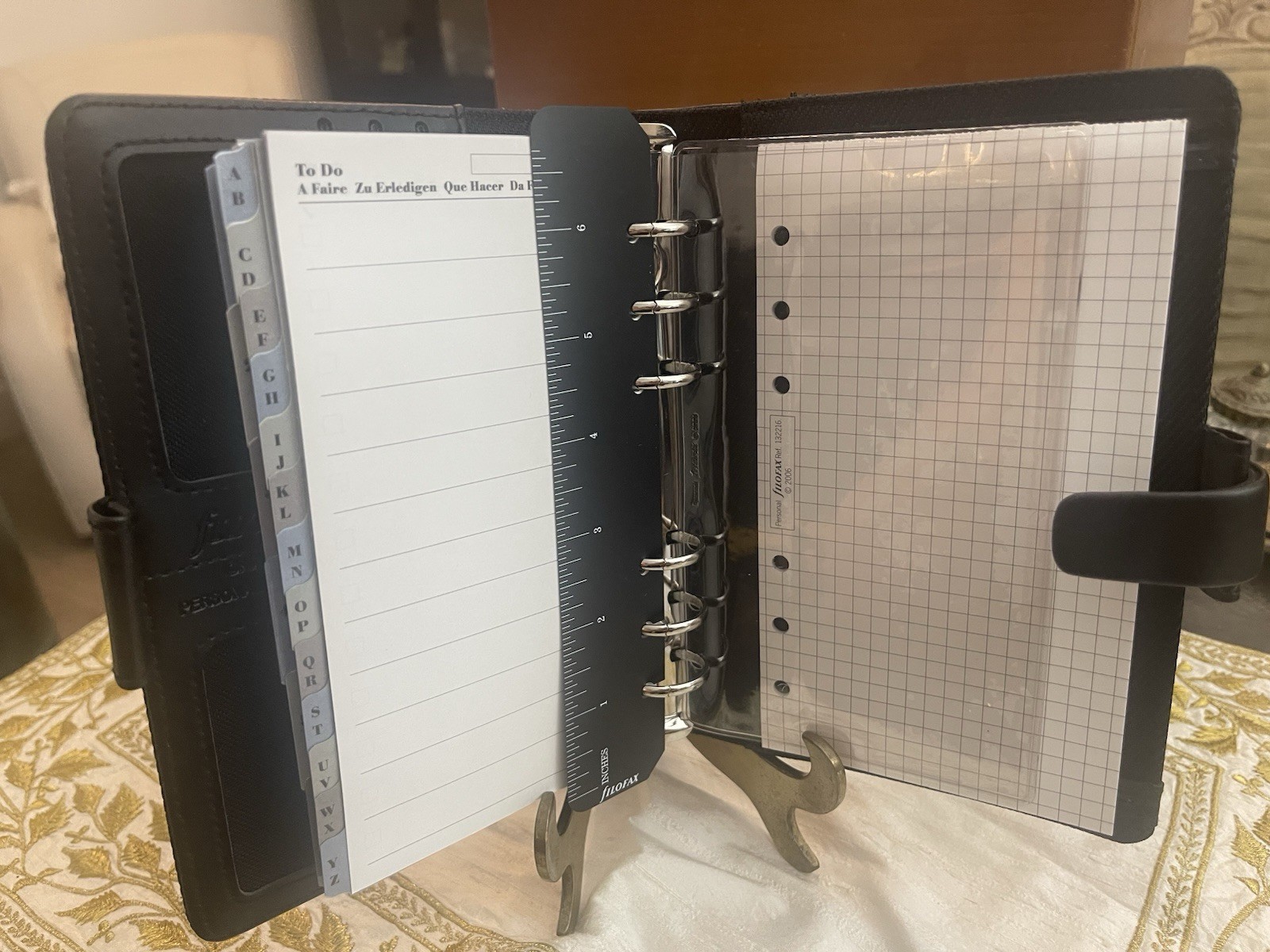 Filofax 2008/2009 Graphic personal organizer Fabric & Black Leather NOS