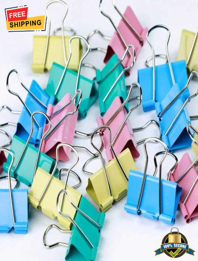 20 pcs Colorful Binder Clips Metal Paper Clips for Office & School Supplies