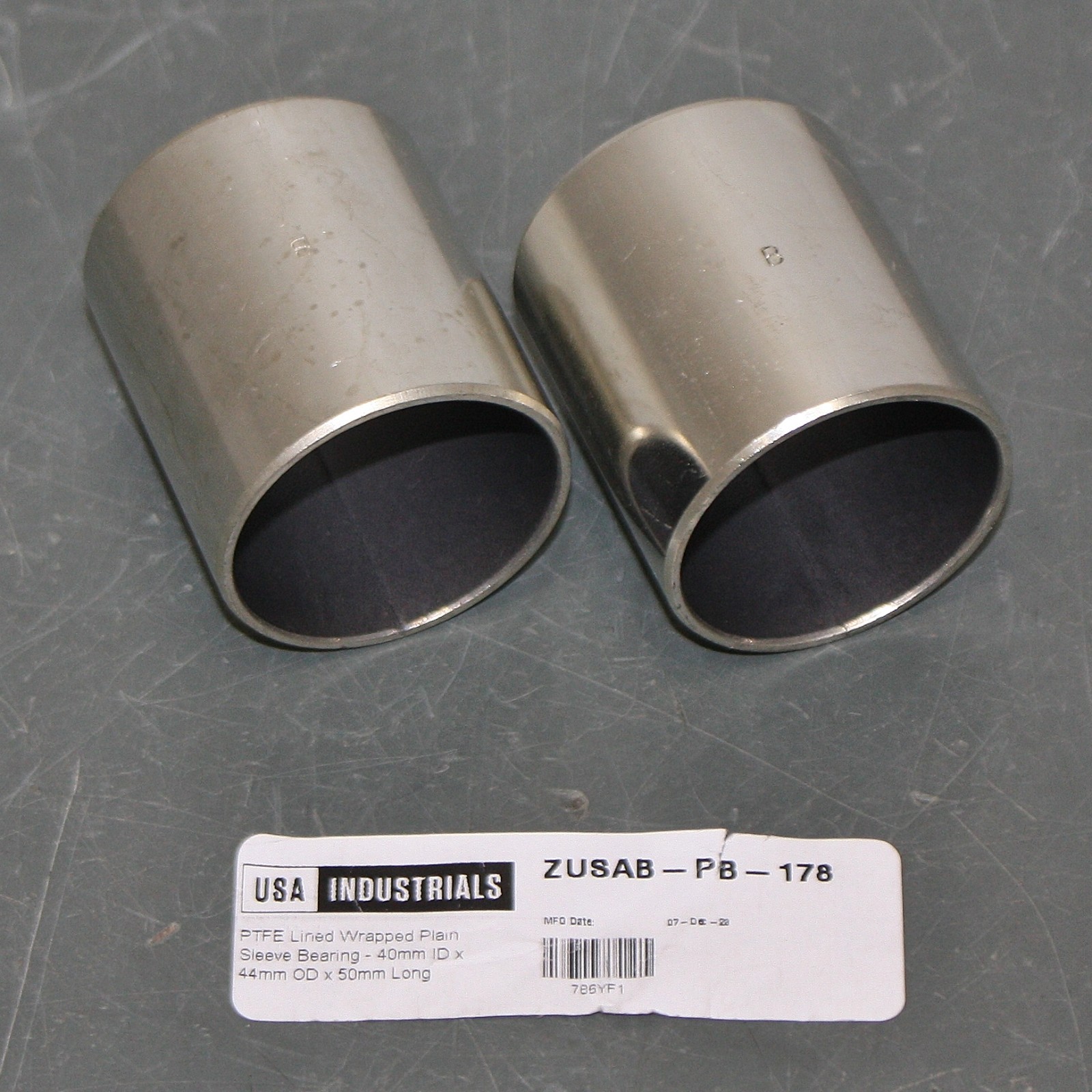 (2) USA Sealing Sleeve Bearing ZUSAB-PB-178, PTFE Lined, 40mm Bore x 50mm, Steel