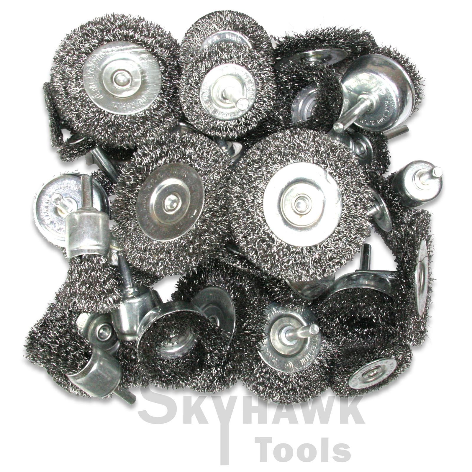 40-PC Wire Wheel Cup Brushes Assortment box lot Crimped Metal Grinding 1/4 Shank