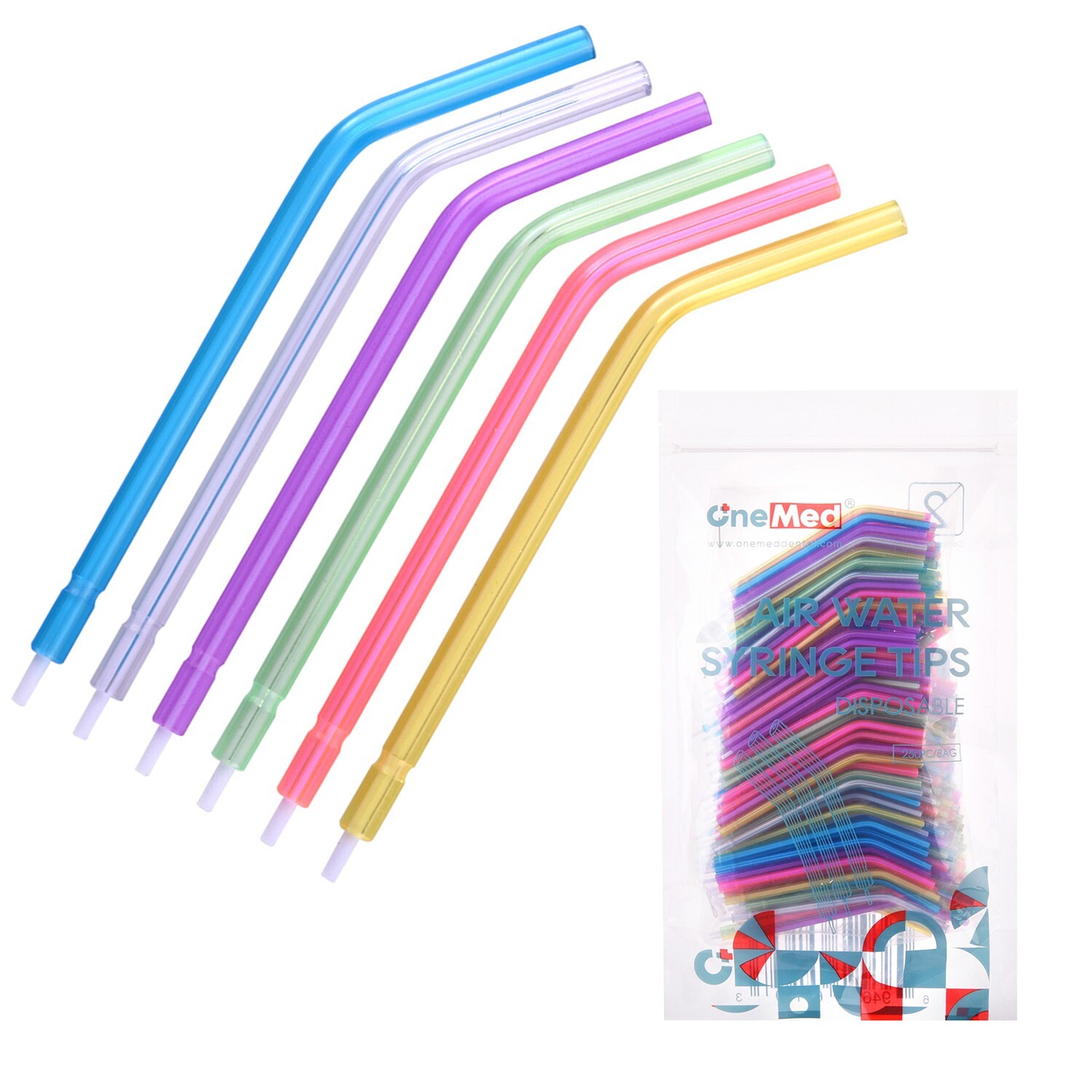 2000 Dental Disposable Air Water Syringe Tips-White Inner Rainbow Outer Tube