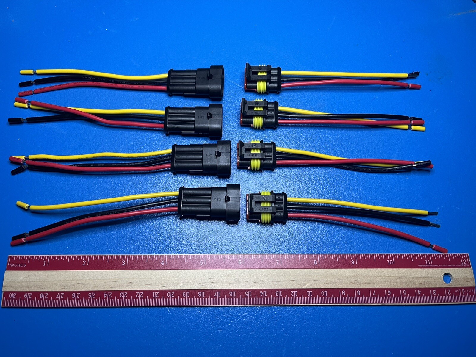 4 Set New 3 Way 3 Pin Plug Electrical Wire Connectors 16AWG Waterproof .