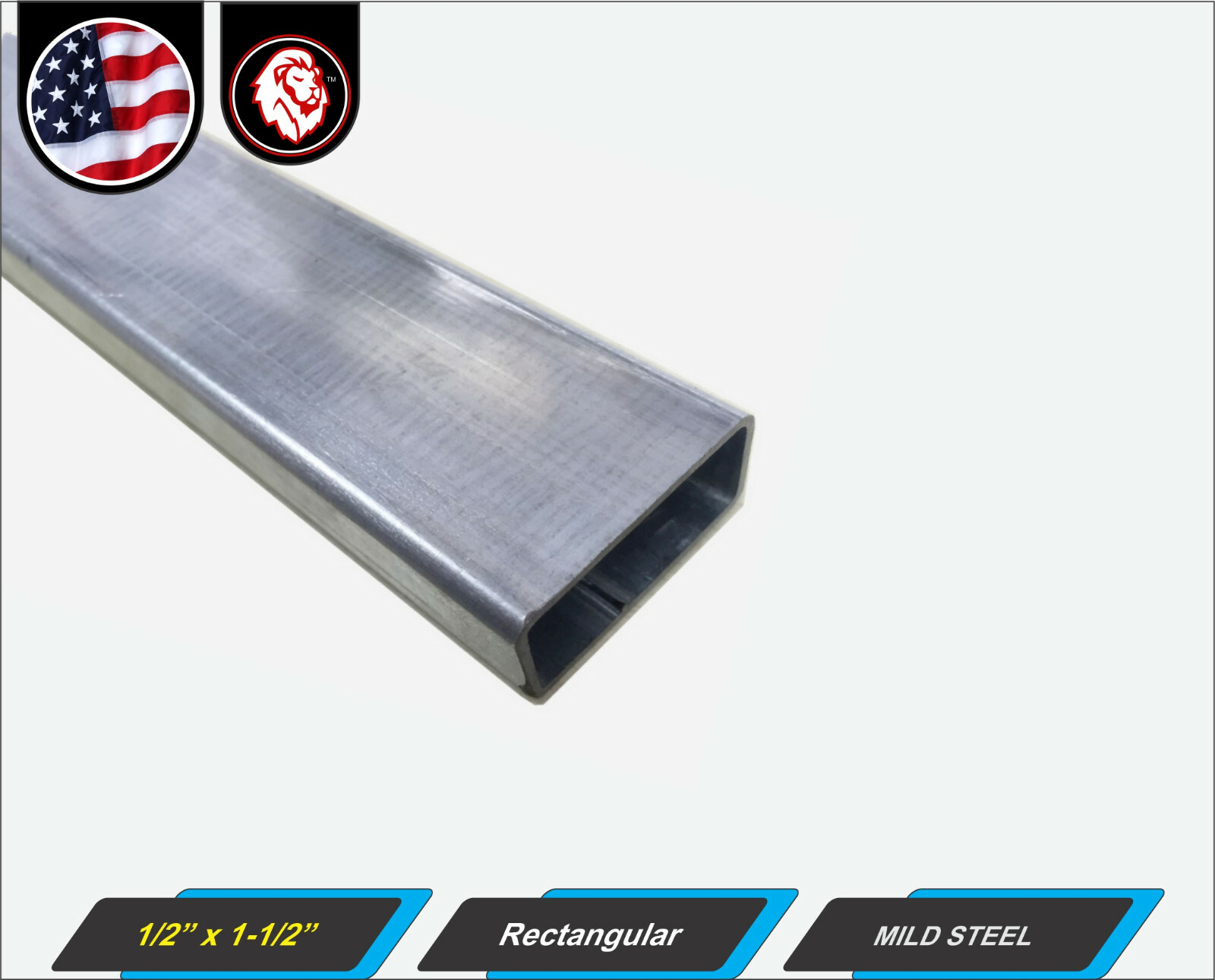 1/2″ x 1-1/2″ Rectangular Tube – Mild Steel – 16 gauge – ERW – 12″ Long (1-ft)