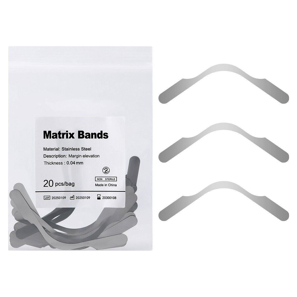 Dental Universal Matrix Bands Tofflemire Increased Curvature Margin Elevation