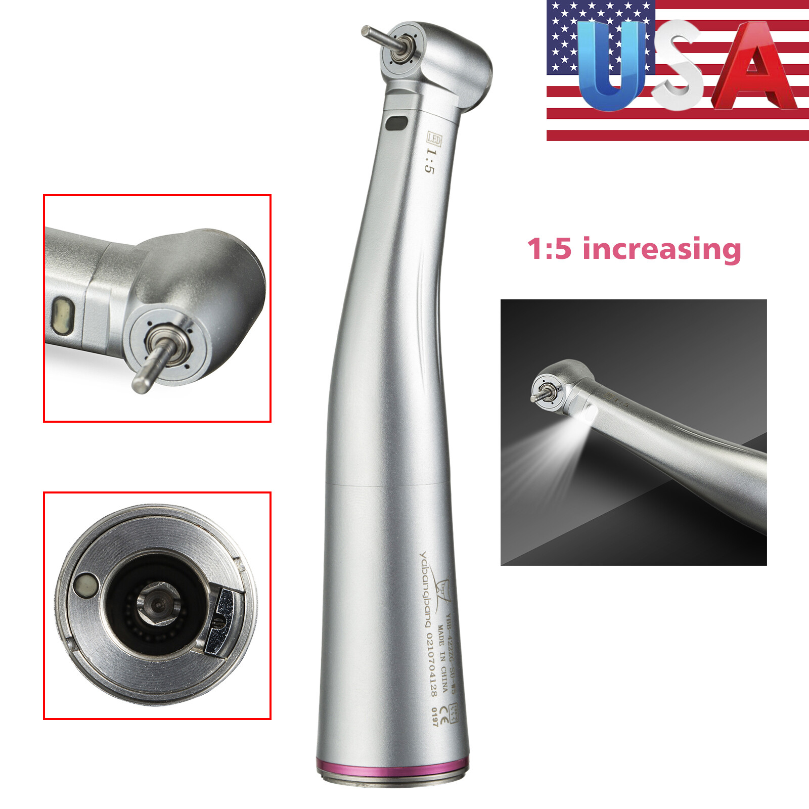 Dental 1:4.2 1:5 Fiber Optic LED Contra Angle For NSK Surgical Handpiece