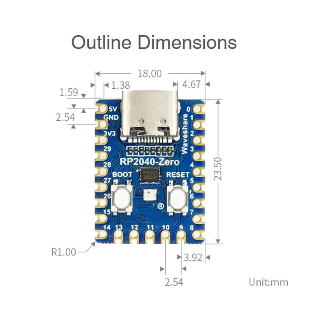 2PCS RP2040-Zero Pico-Like MCU Board Based On For Raspberry Pi Microcontroller