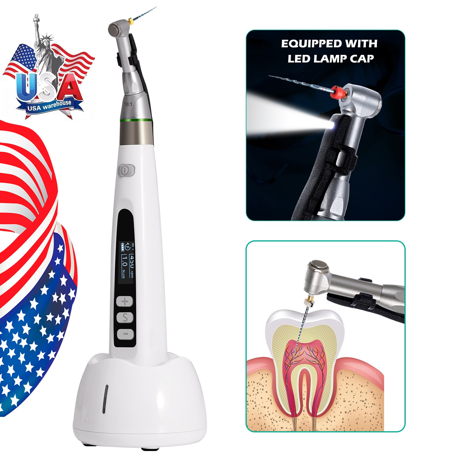 Dental Endo 1:1 Contra Angle Head /LED Endo Motor 16:1 Contra Angle Treatment