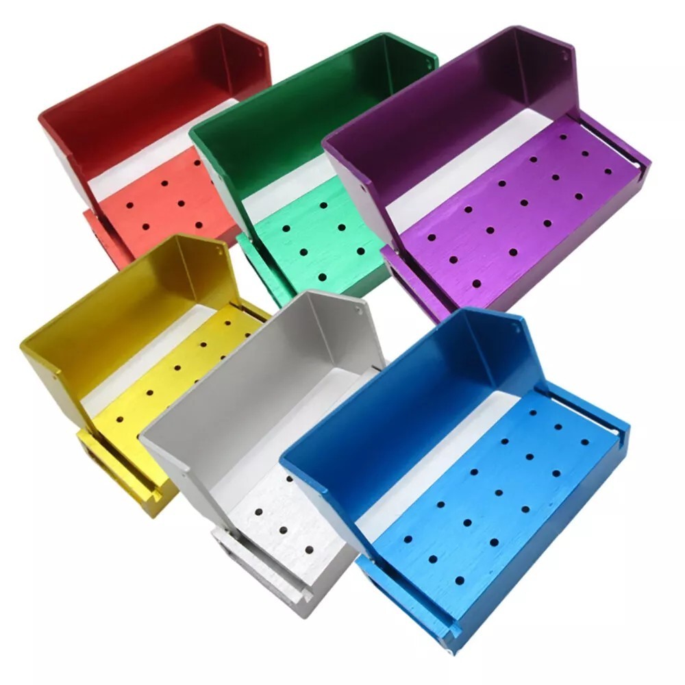 Dental Bur RA FG Holder Block Disinfection Box Aluminium Autoclave 15/30 Holes