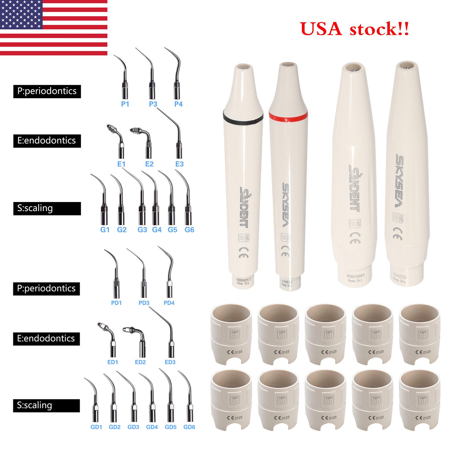 Dental Ultrasonic Scaler Handpiece / Dental Ultrasonic Piezo Scaler Tips