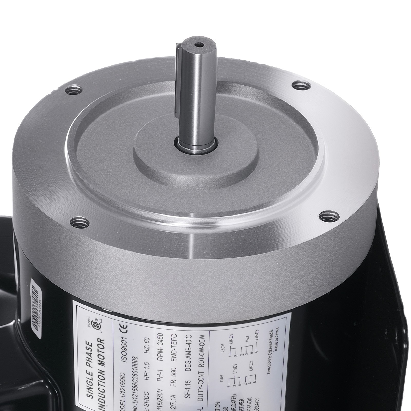 1.5HP Electric Motor 3450 RPM, AC 115V/230V, 56 Frame, Air Compressor Motor
