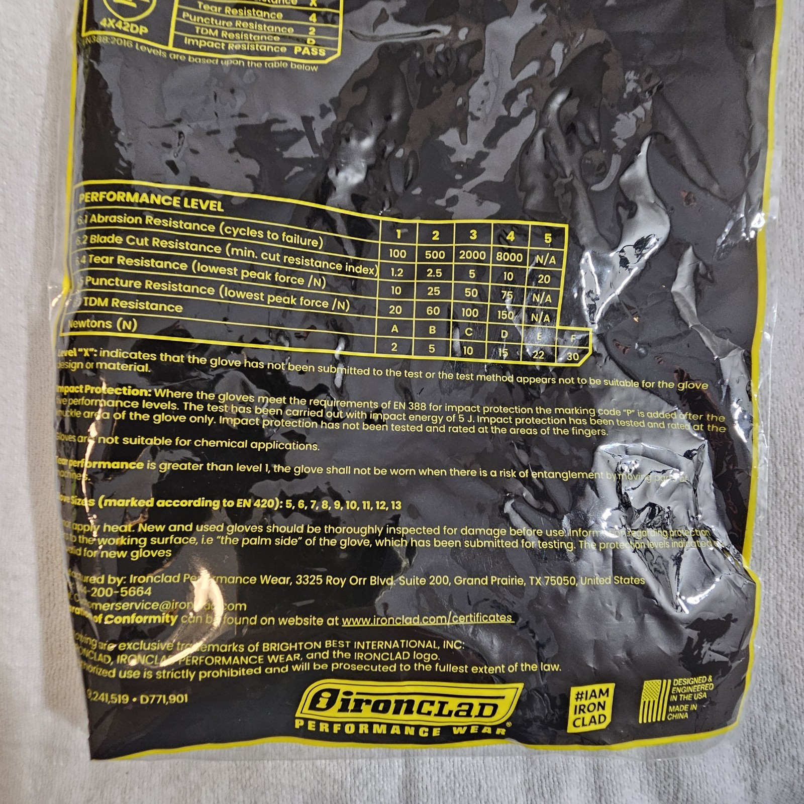 NEW Ironclad (KC12PU) Cat 2 PUN 4 EN388A2 Impact Resistant Knit Safety Gloves XS