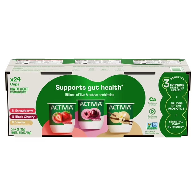 Activia Probiotic Lowfat Yogurt Variety Pack 24 Pack