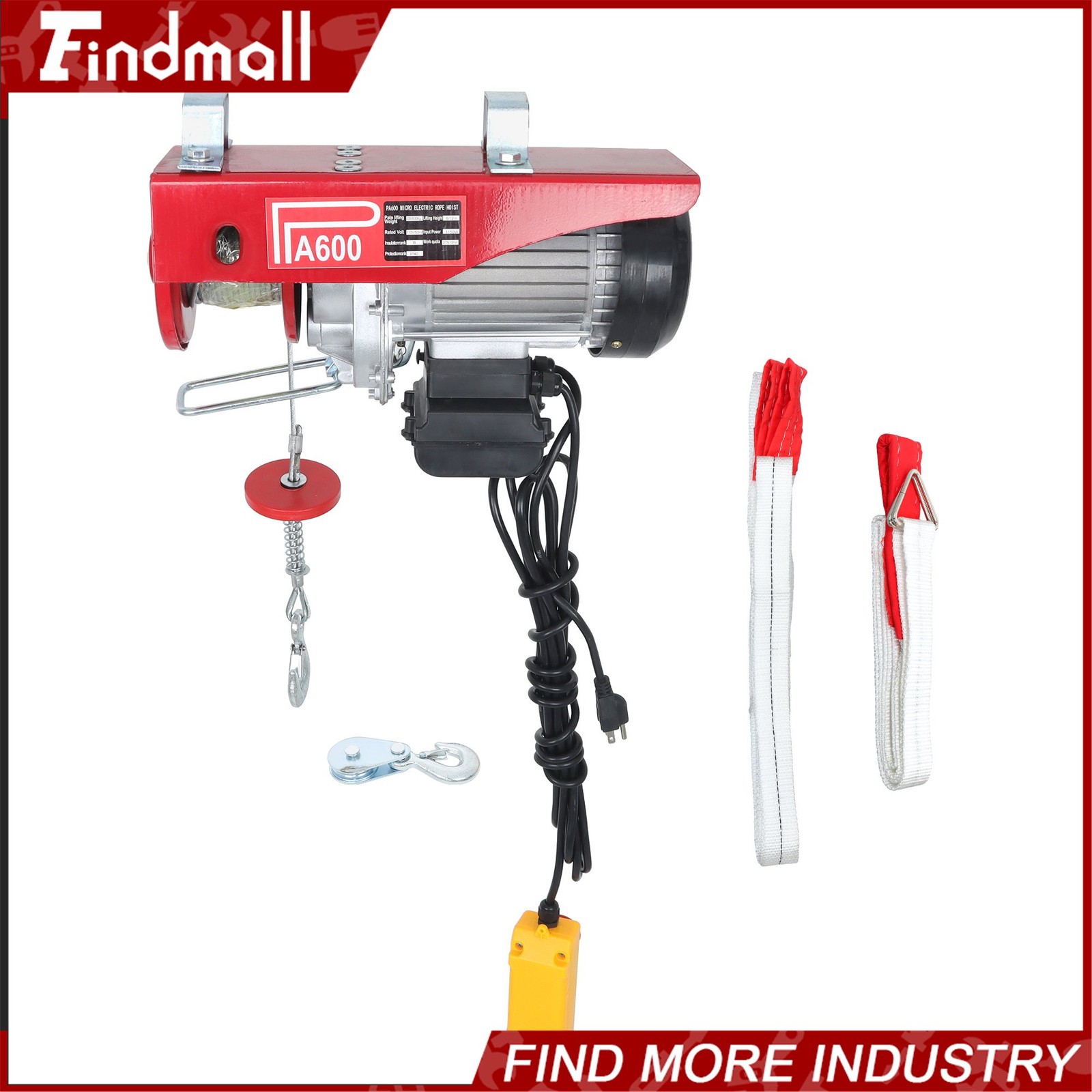 Findmall Electric Hoist 1320lbs Crane Winch with 14FT Wired Remote Control 110V