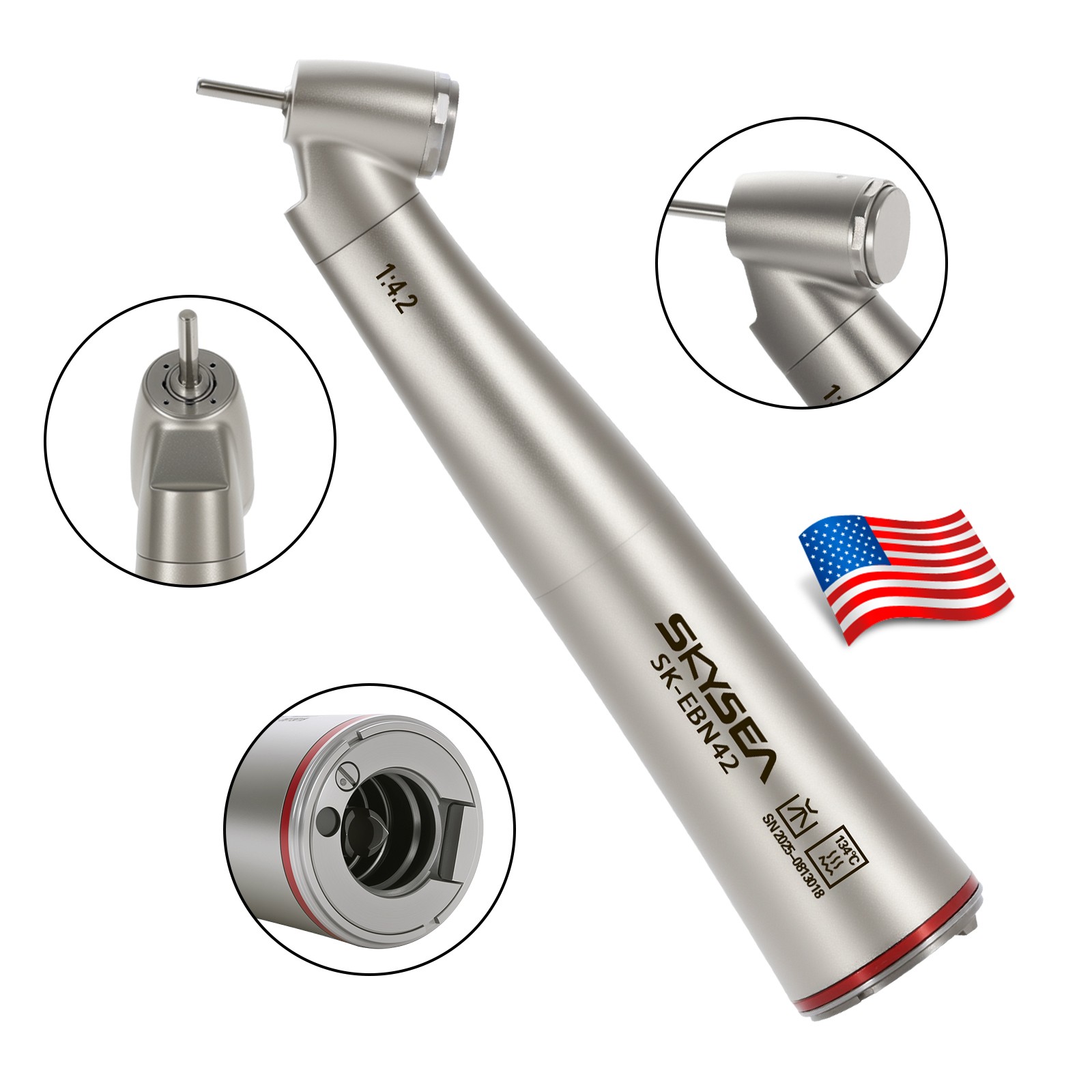 Dental 1:4.2 Increasing LED Contra Angle Surgical 45° Fiber Optic Handpiece