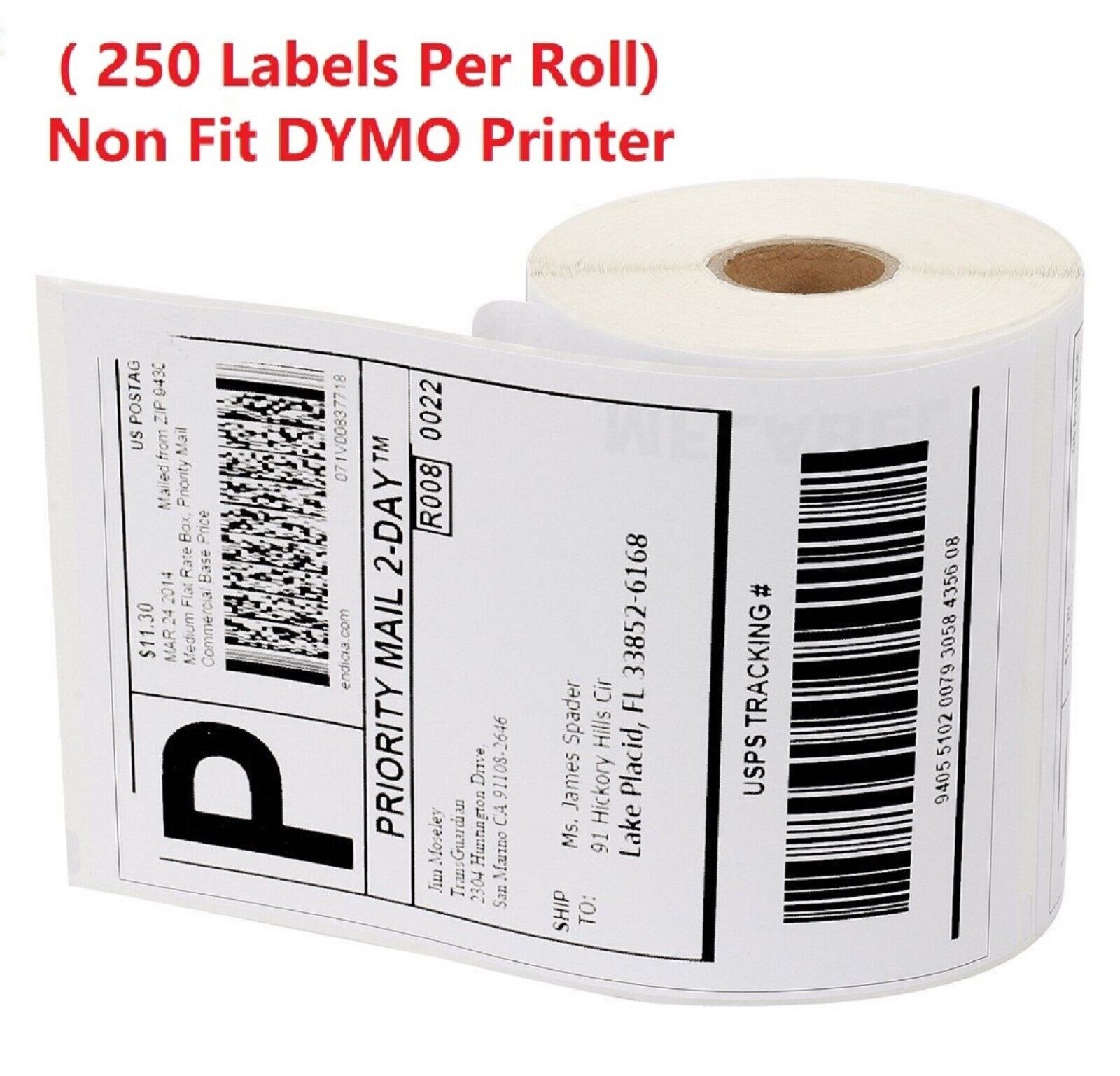 250 Labels 1 Roll 4×6 label Zebra 2844 Eltron Direct Thermal Shipping Printer
