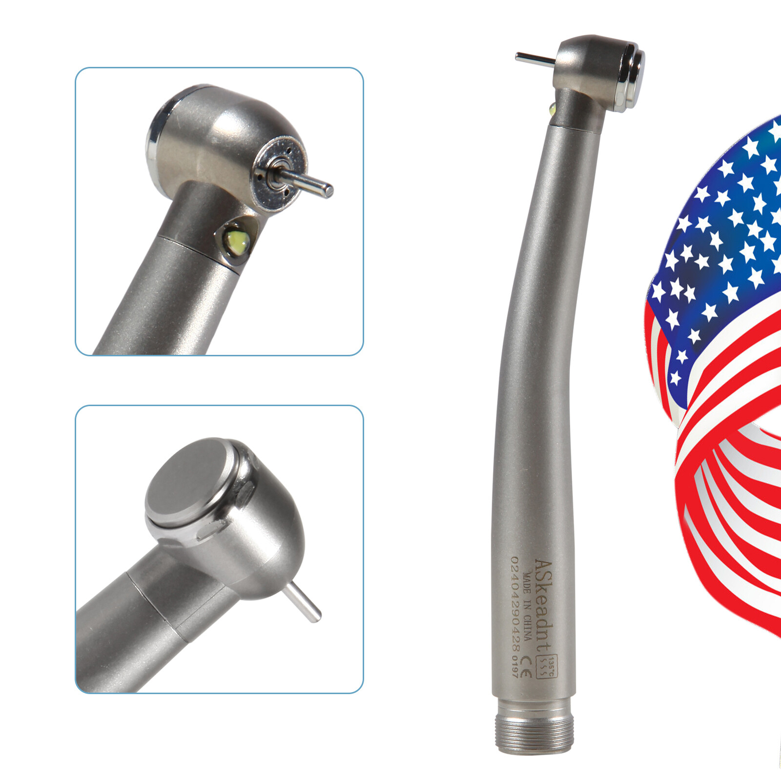 Askeadnt E-Type Dental High Speed LED Handpiece Standard Head Push 2Hole CE