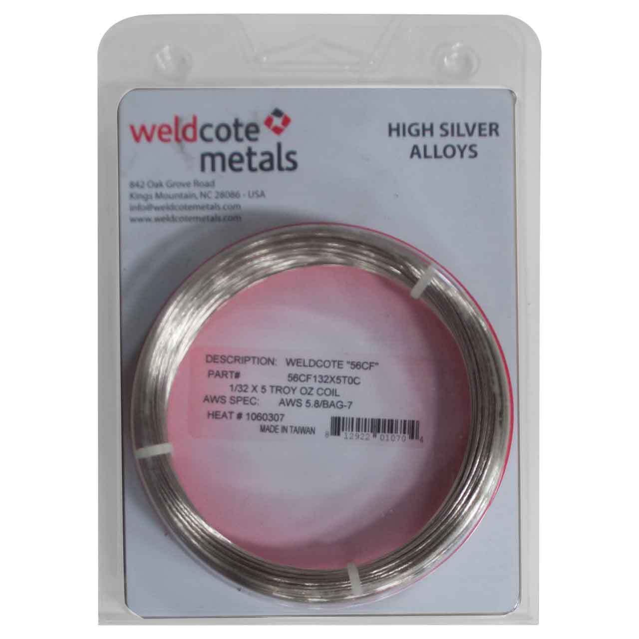 Weldcote Metals 56 Cadmium Free silver solder Size: 1/32″ 5 Troy Oz.