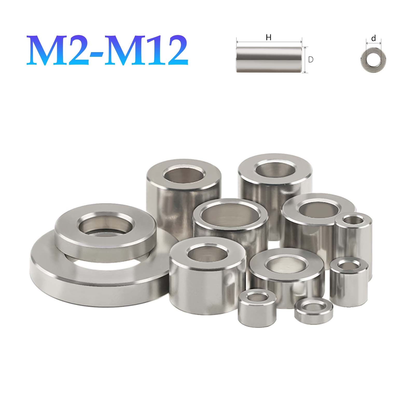 M2 M3 M4 M5 M6 M8 M10 M12 Stainless Steel Spacers Standoffs Round Thick Washers