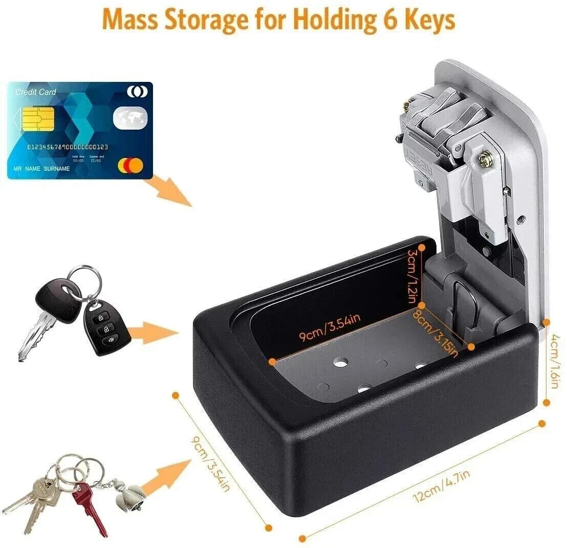 Key Lock Box for Outside-Combination Lockbox for House Key-Portable/Wall Mounted