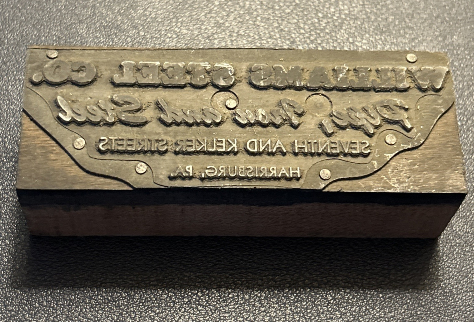Williams Steel Company | vintage letterpress printing block – Harrisburg, PA