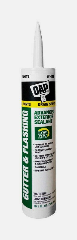 DAP White GUTTER & FLASHING 10.1oz Polymer Advanced Sealant Drain Roof 01801 NEW