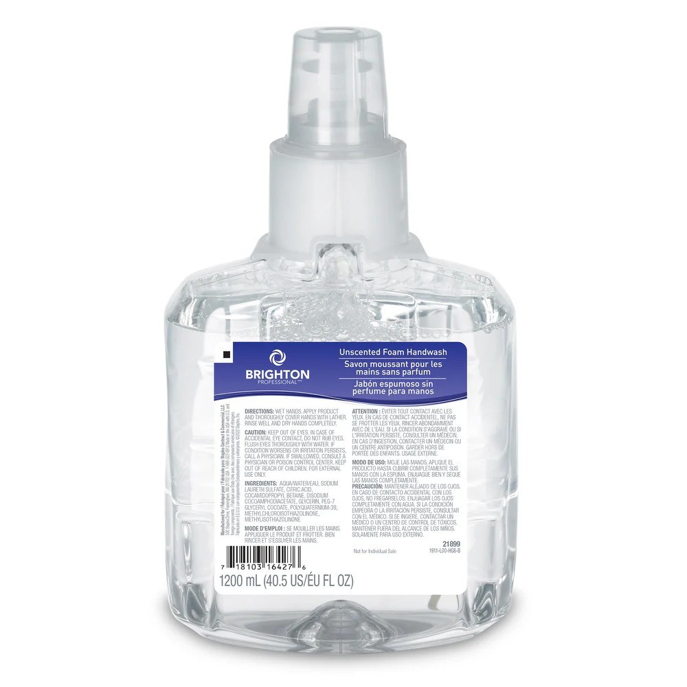 2 Refills Brighton 21899 Unscented Foam Handwash 1200ml for LTX-12 Dispenser