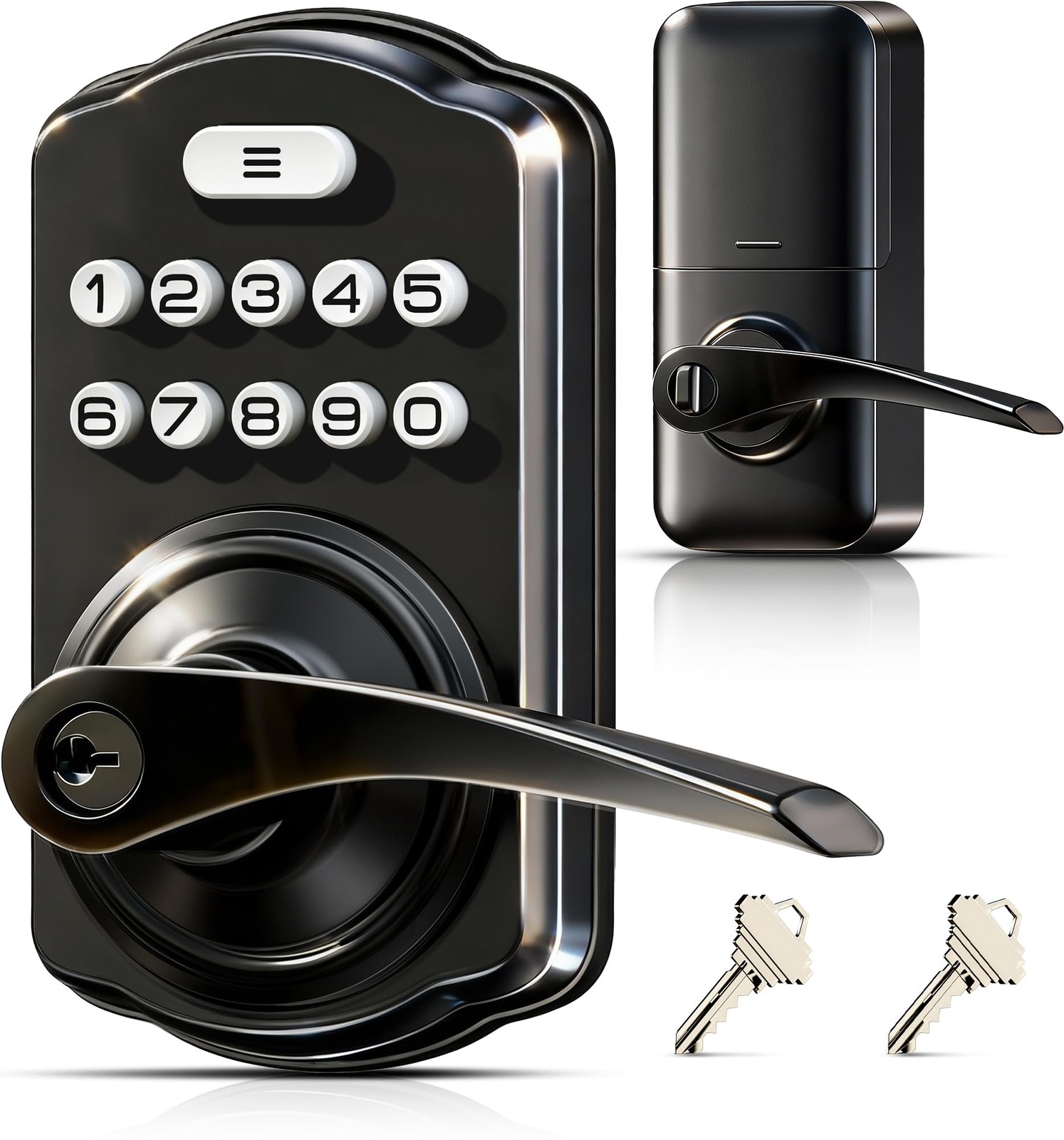 Keypad Door Lock with Handle, Keyless Entry for Front Door & Bedroom, Electro
