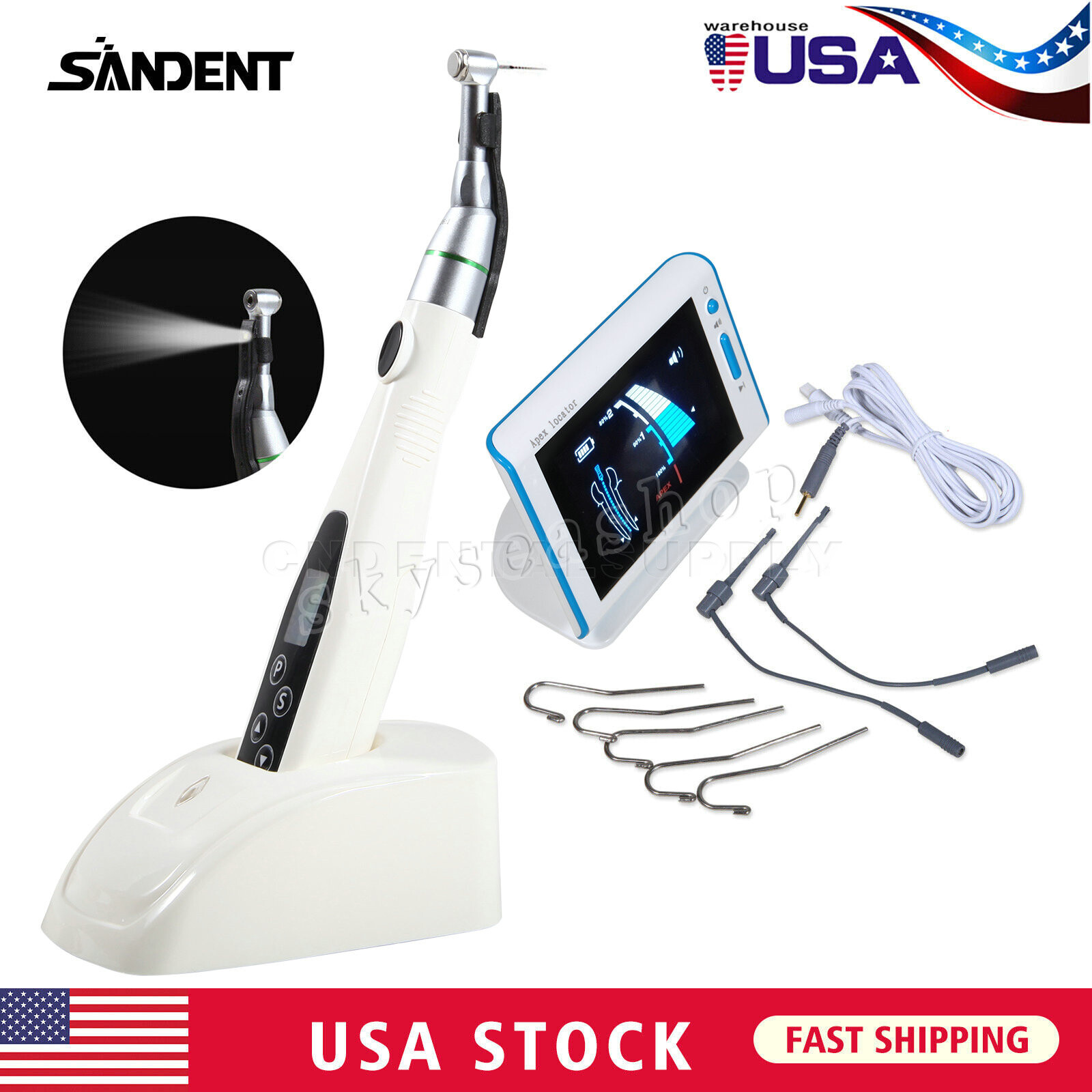 Dental LED Endo Motor 16:1 Contra Angle+Root Canal Apex Locator fits Woodpecker