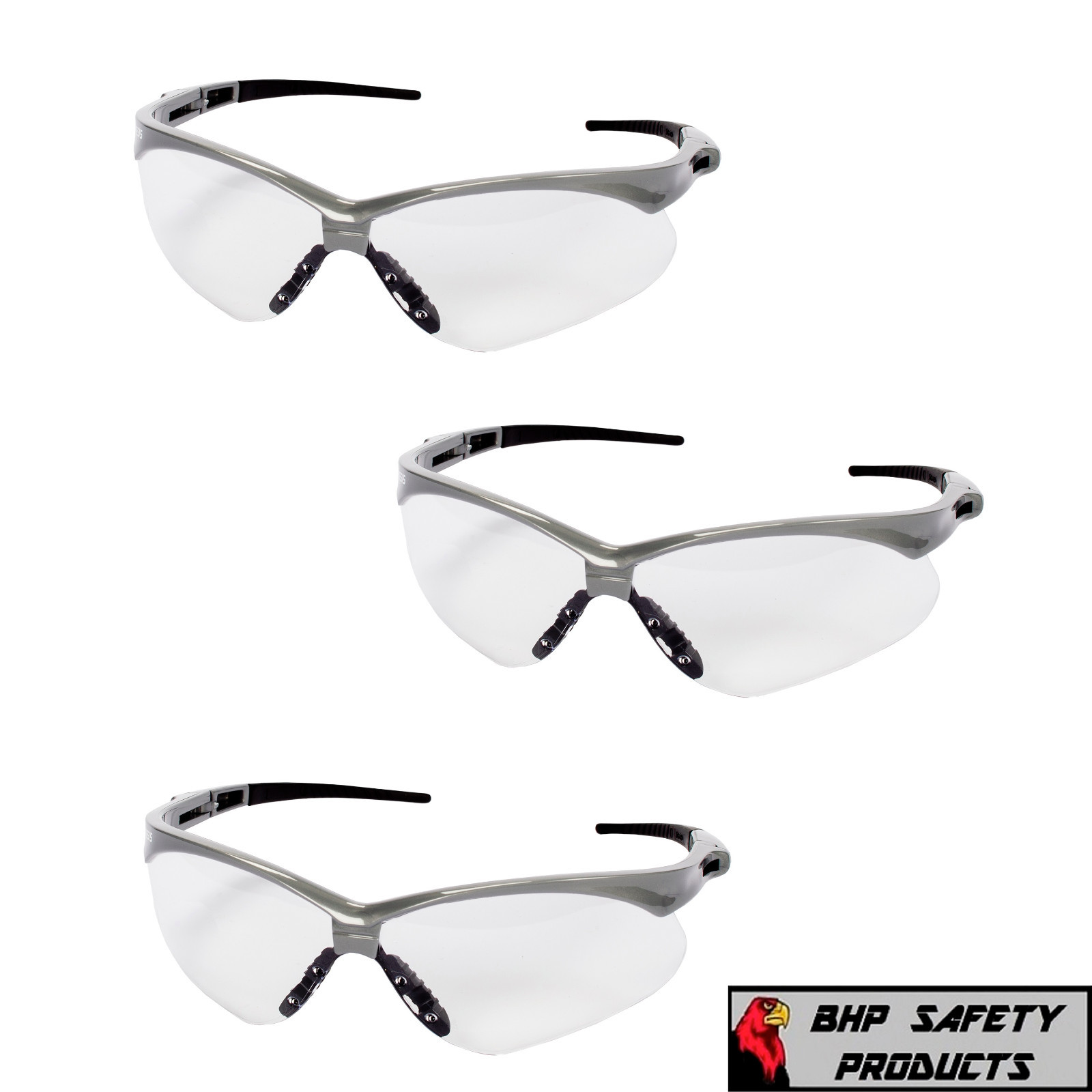 KLEENGUARD NEMESIS 47388 SAFETY GLASSES SILVER/CLEAR ANTI-FOG LENS Z87+ (3 PAIR)