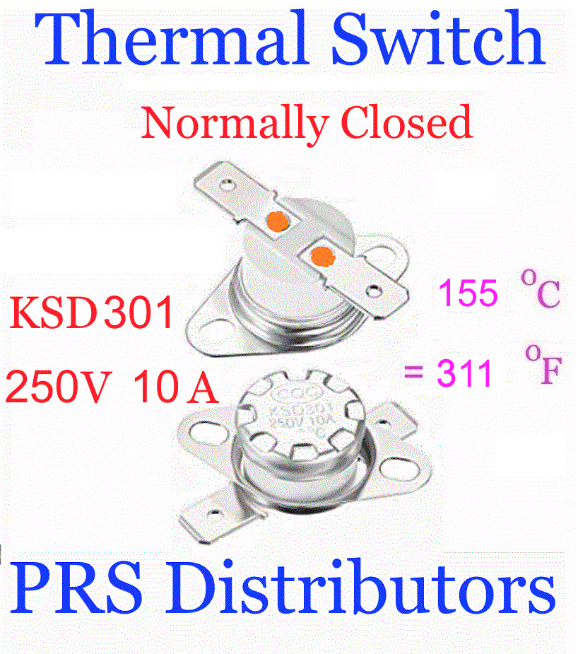 KSD301 10A 250V 155°C 311°F Thermostat Temperature Switch Thermal control Switch