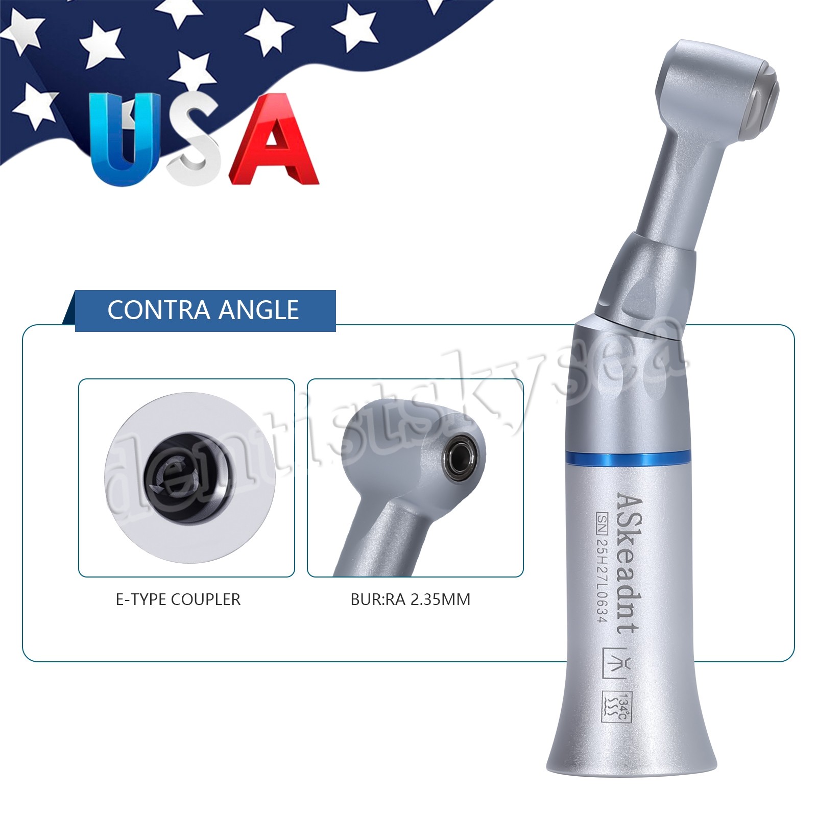 5Pcs USA Dental Slow Low Speed Handpiece Contra Angle Push Button YAD