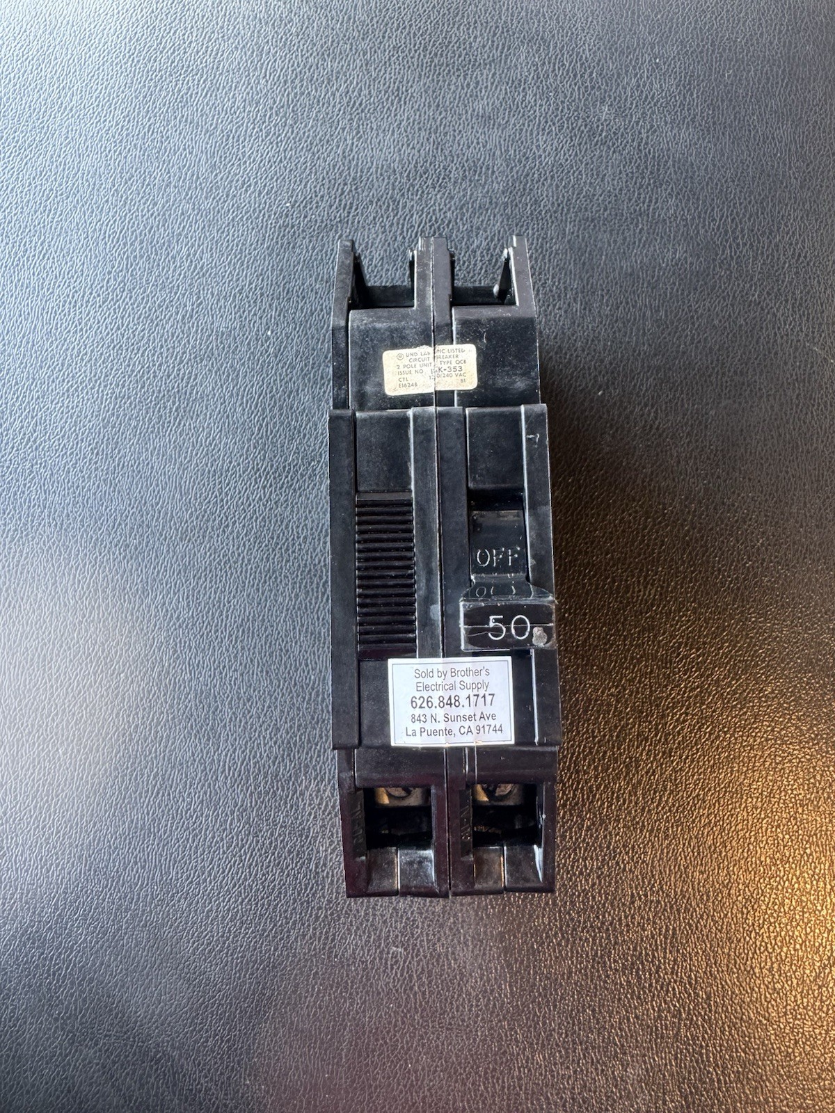 Zinsco 50 Amp 2 Pole QCB QB Circuit Breaker GTE Sylvania QB250 240V 40A Bolt On