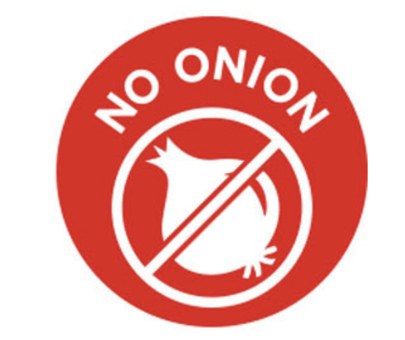 No Onion merchandise food labels 1000 per roll stickers 1″ size round