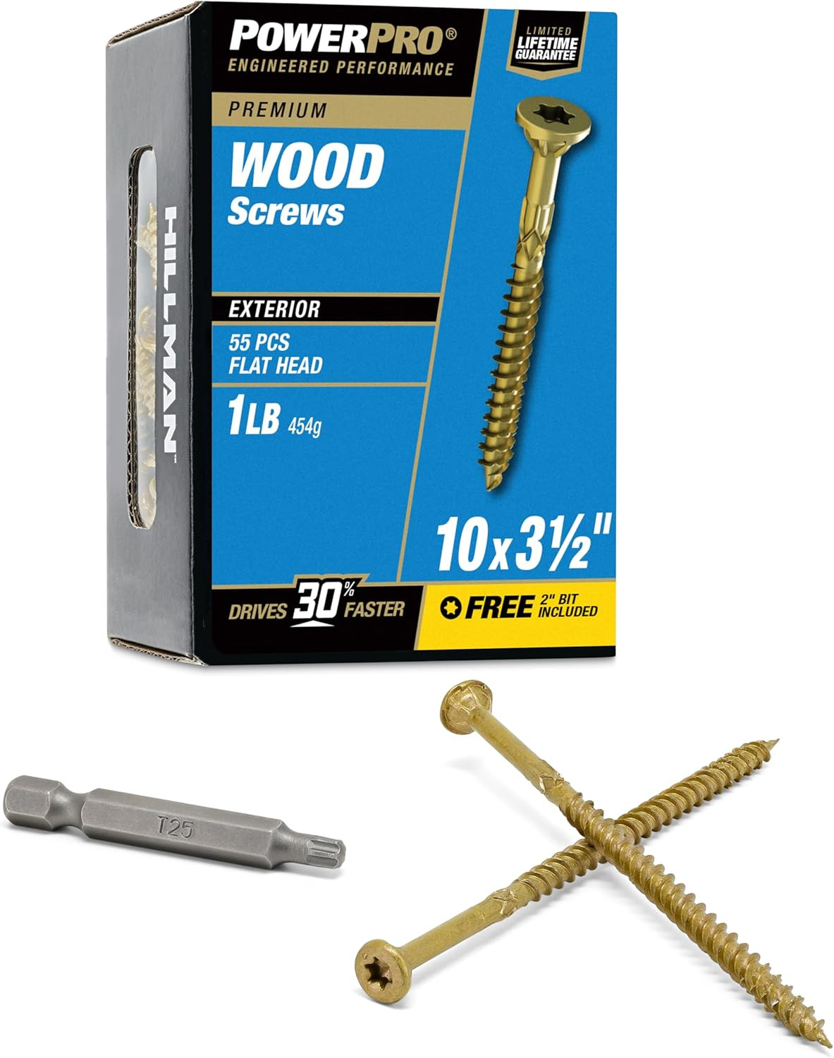 Power Pro Premium Exterior Wood Screws, #10 X 3-1/2″ Inch All-Purpose Deck Screw