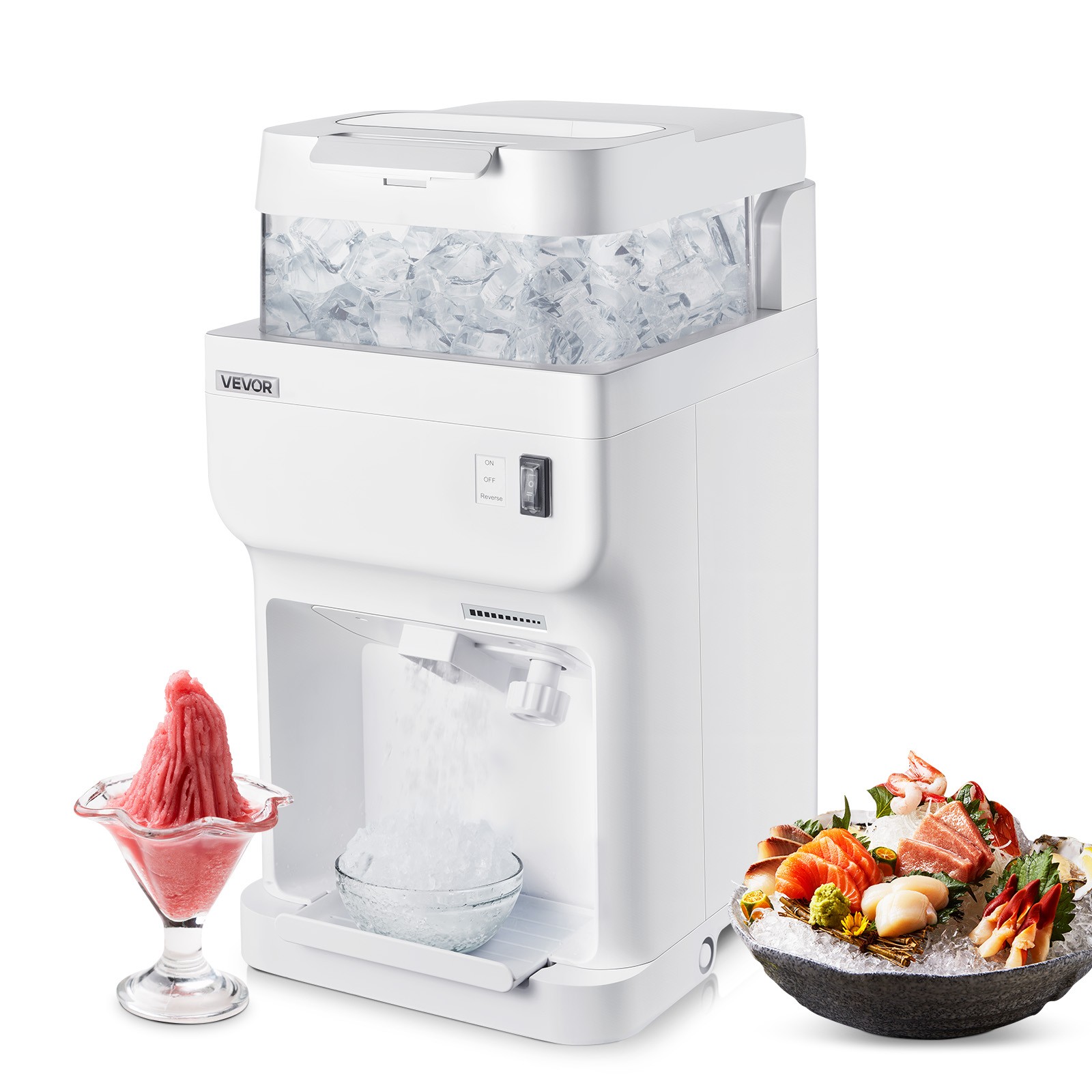VEVOR Commercial Ice Shaver 220LBS/H Electric Ice Crusher Snow Cone Maker White