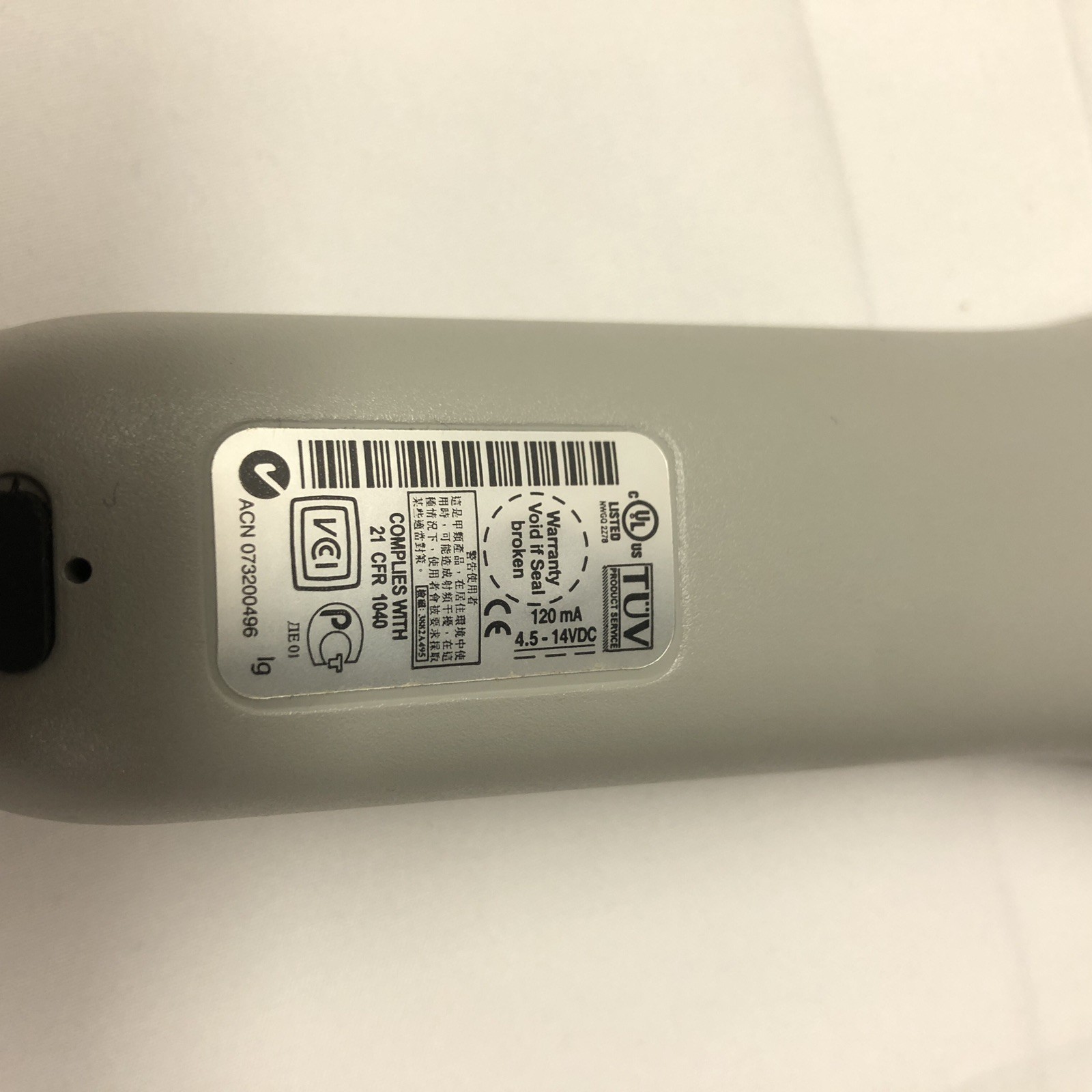 PSC QuickScan QS1000 Handheld Bar Code Scanner 1mw 650-670nm Class 2 Laser