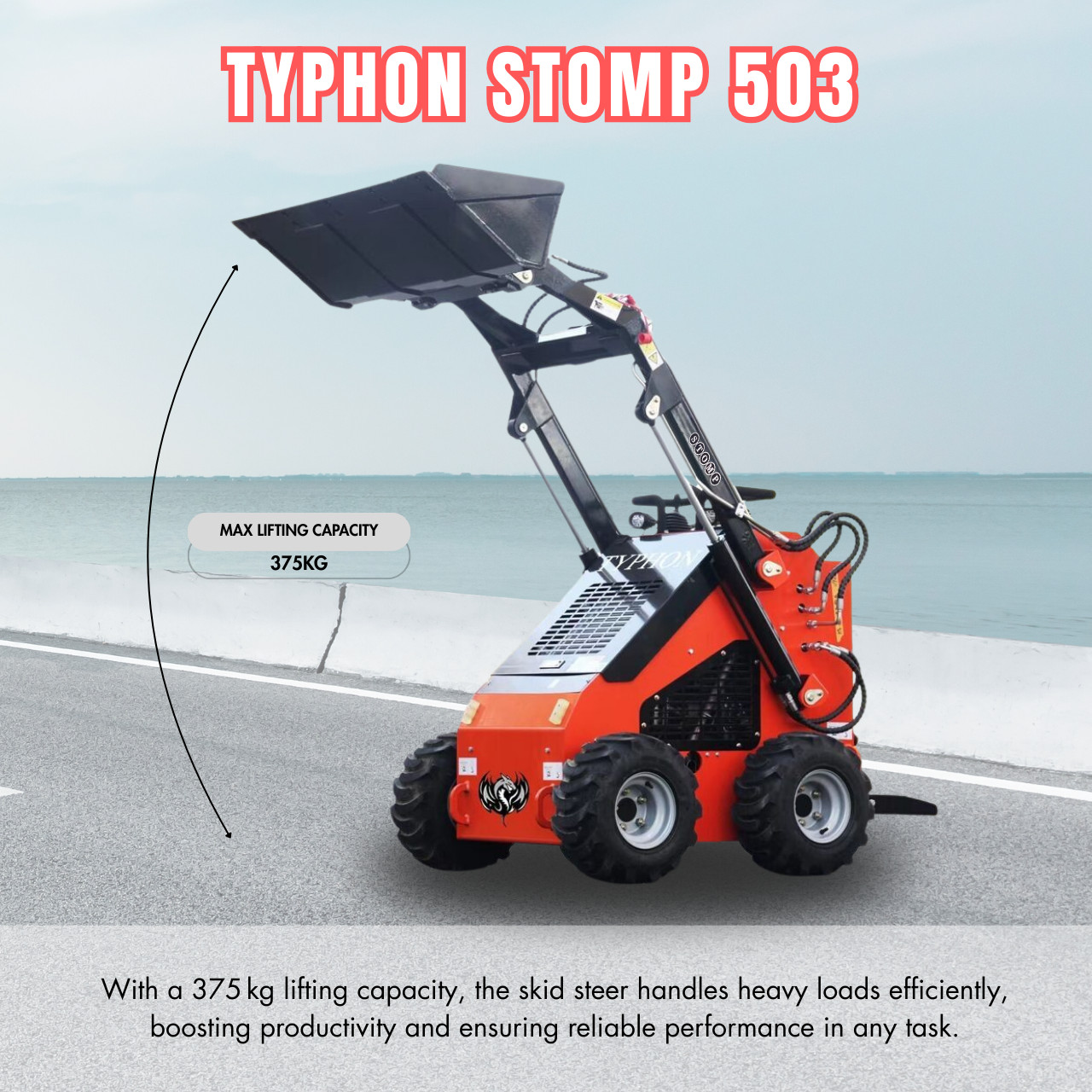 Mini Skid Steer Loader Wheel TYPHON STOMP 503 22.1HP Honda Gas Engine Free Ship