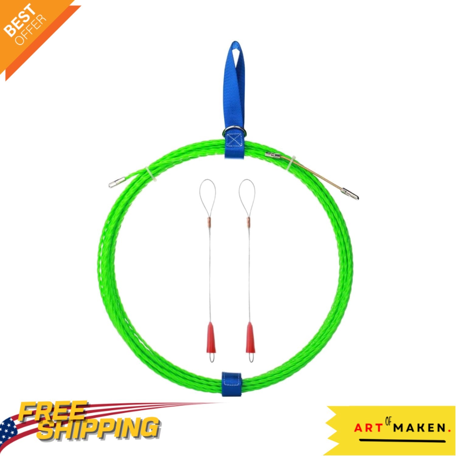 Electricians’ Choice: 49FT Fish Tape Wire Puller with 360-Degree Maneuverability