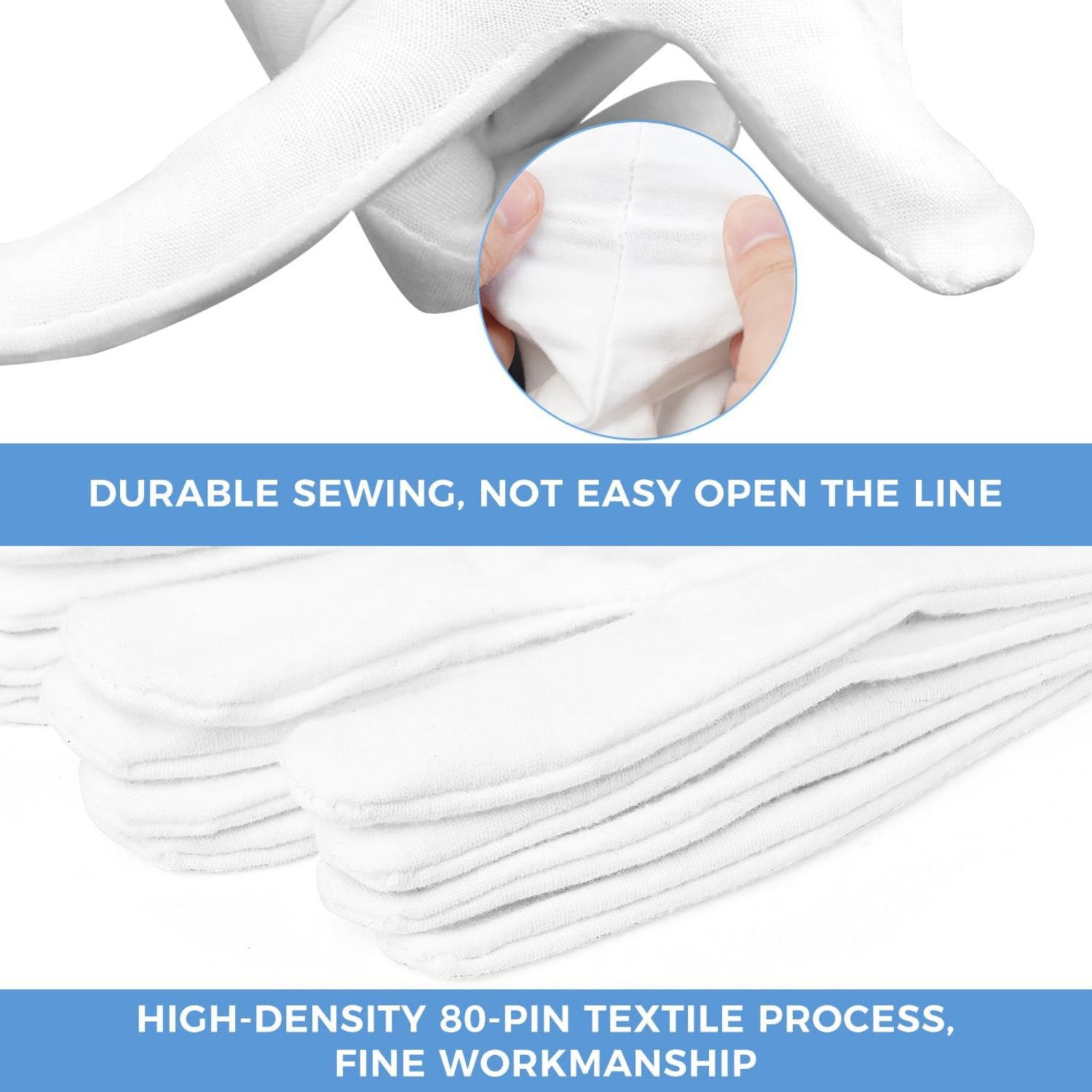 3 Pairs White Cotton Work Gloves PPE Inspection Moisturizing Eczema Men Women