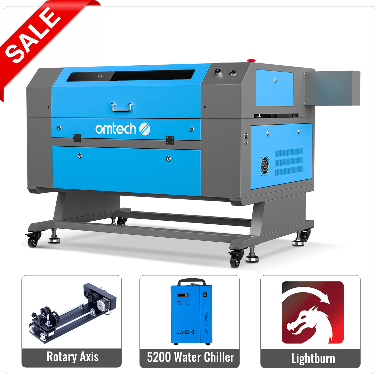 OMTech 80W 20x28in Autofocus CO2 Laser Engraver with Premium Accessories Pack