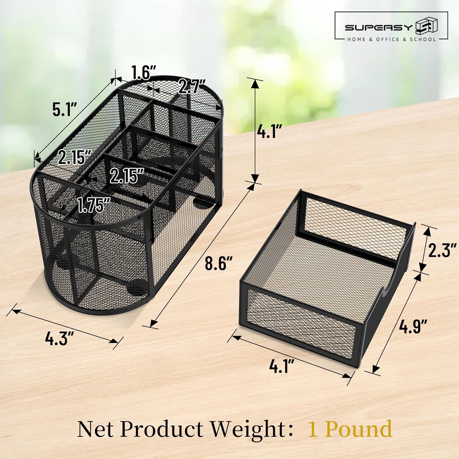 SUPEASY Mesh Desk Organizer, Accessories & Workspace Obsidian Black