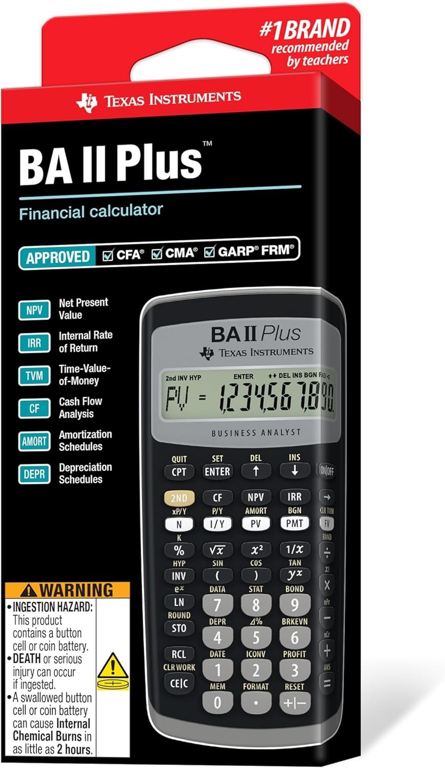 BA II Plus Financial Calculator with Built-in Memory – Ideal for Finance Experts