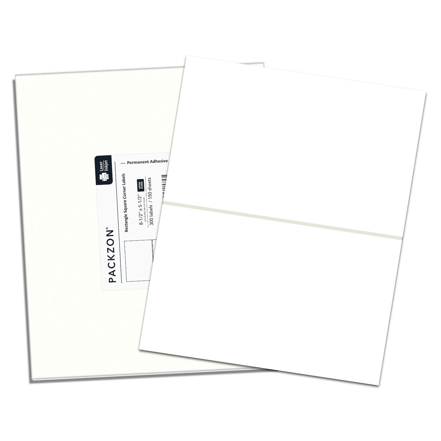 200 Shipping Labels 8.5×5.5 Square Corner Self Adhesive 2 Per Sheet PACKZON®